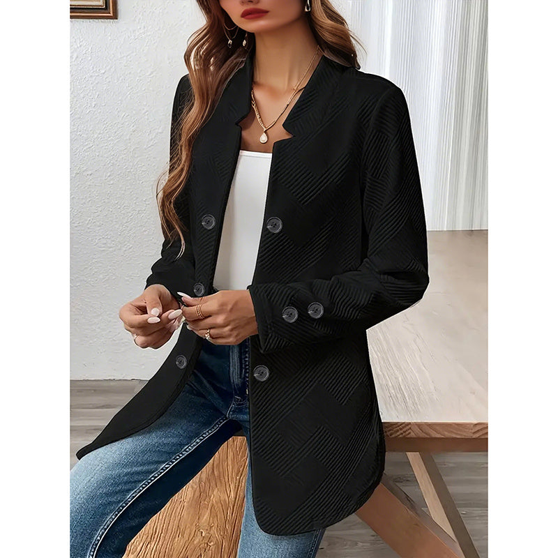 Women's Open Front Cardigan Coat – Business Casual Blazer Jacket with Notch Collar