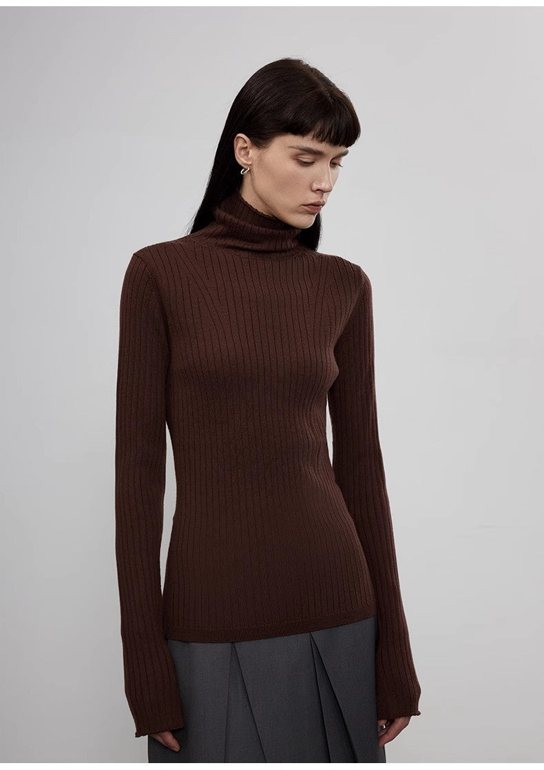 "Moonlight Essence" Wool Pile Collar Slim Fit Knitted Sweater – Washable