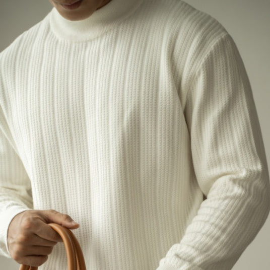 alf Turtleneck Stripe Knit Sweater – Slim Fit Pullover for Men