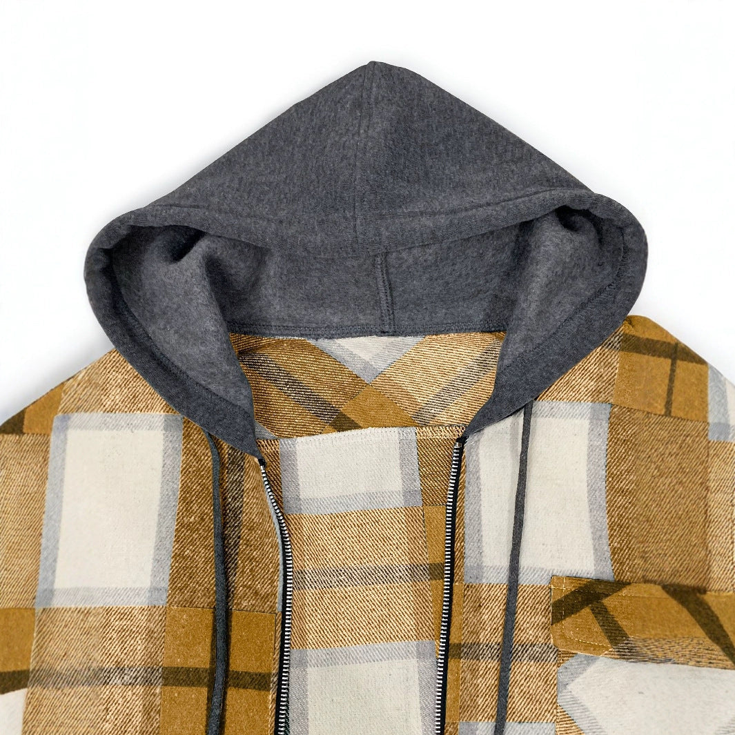 Men’s Flannel Hooded Zipper Jacket