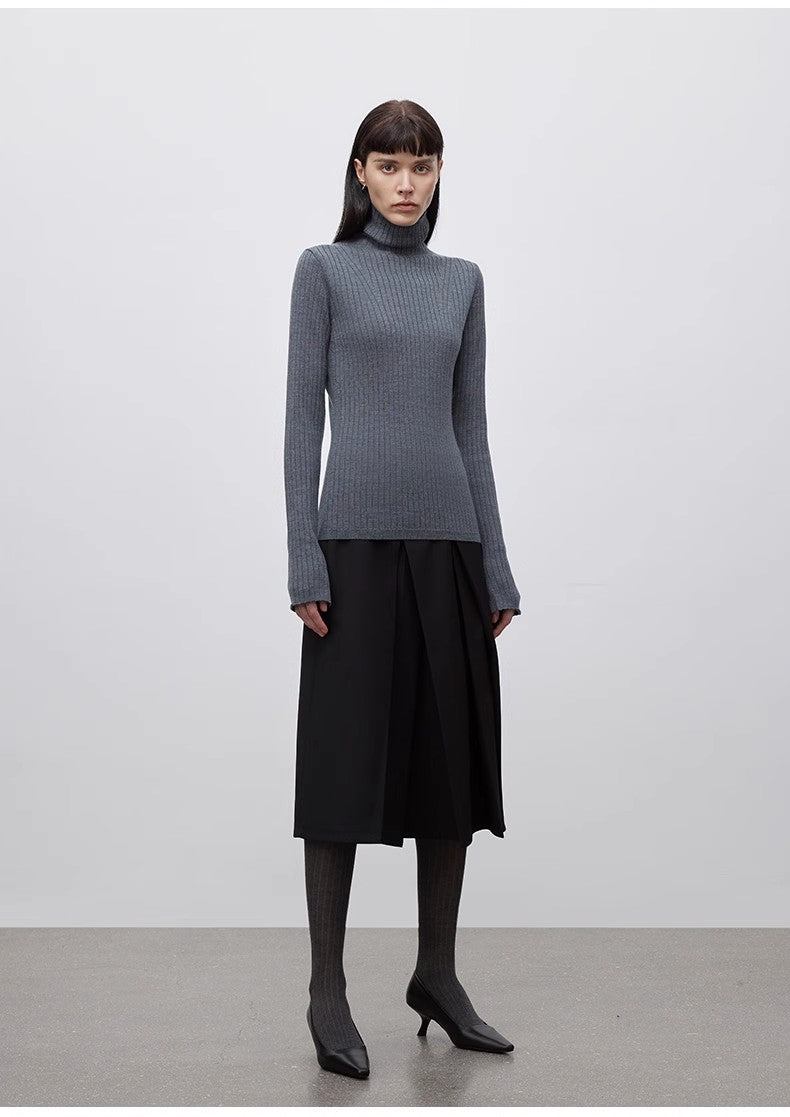 "Moonlight Essence" Wool Pile Collar Slim Fit Knitted Sweater – Washable