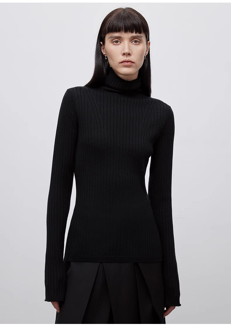 "Moonlight Essence" Wool Pile Collar Slim Fit Knitted Sweater – Washable