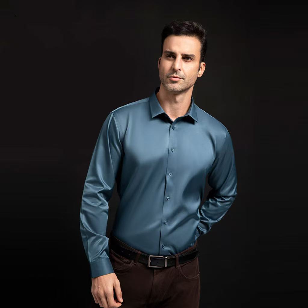 Men's Stretch Silky Seamless Long-sleeved Shirt