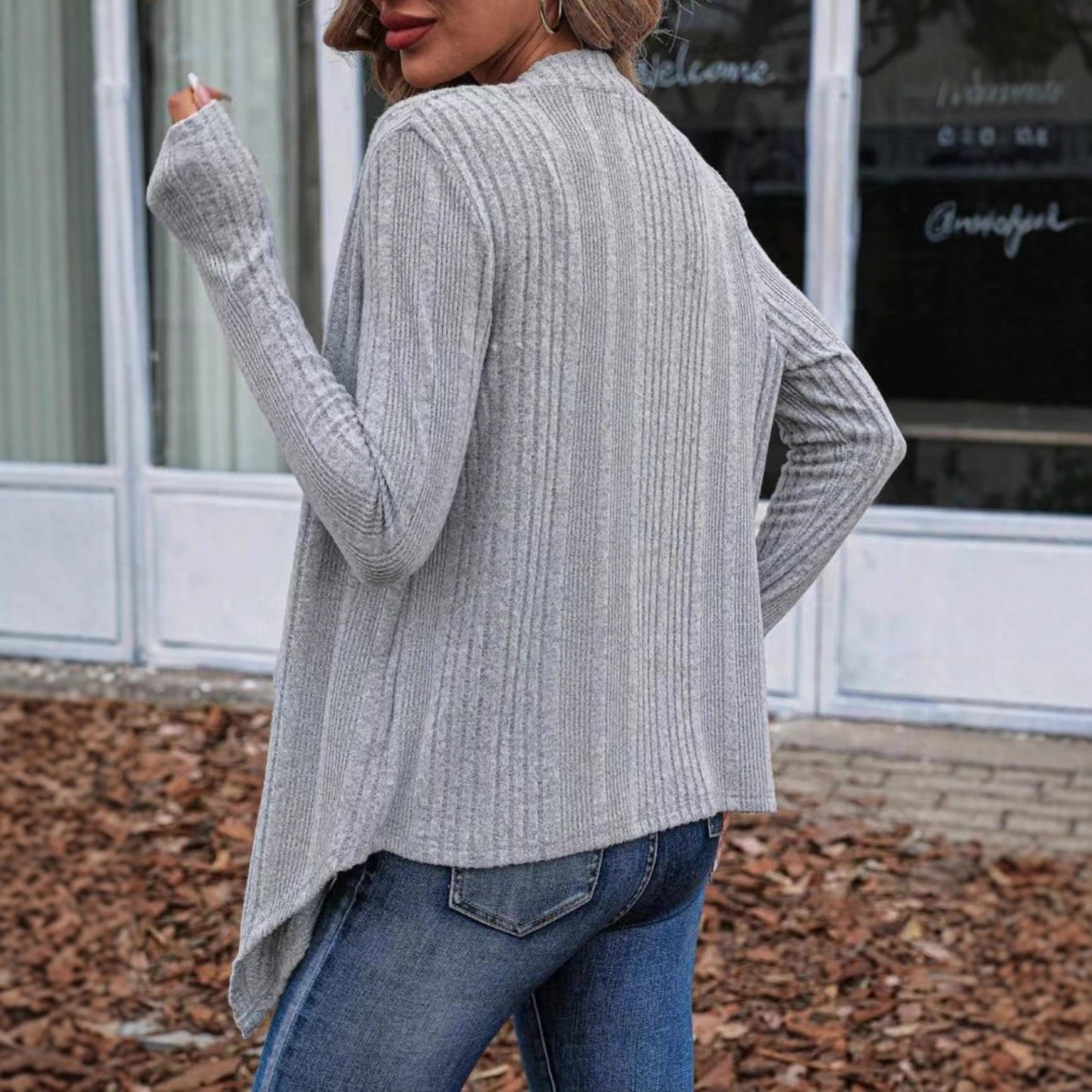 Gray Long Sleeve Cardigan