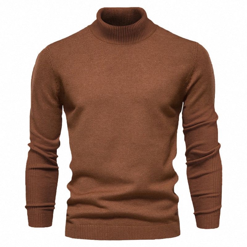 Men’s Solid Color Slim Fit Turtleneck Sweater – Winter Casual Top