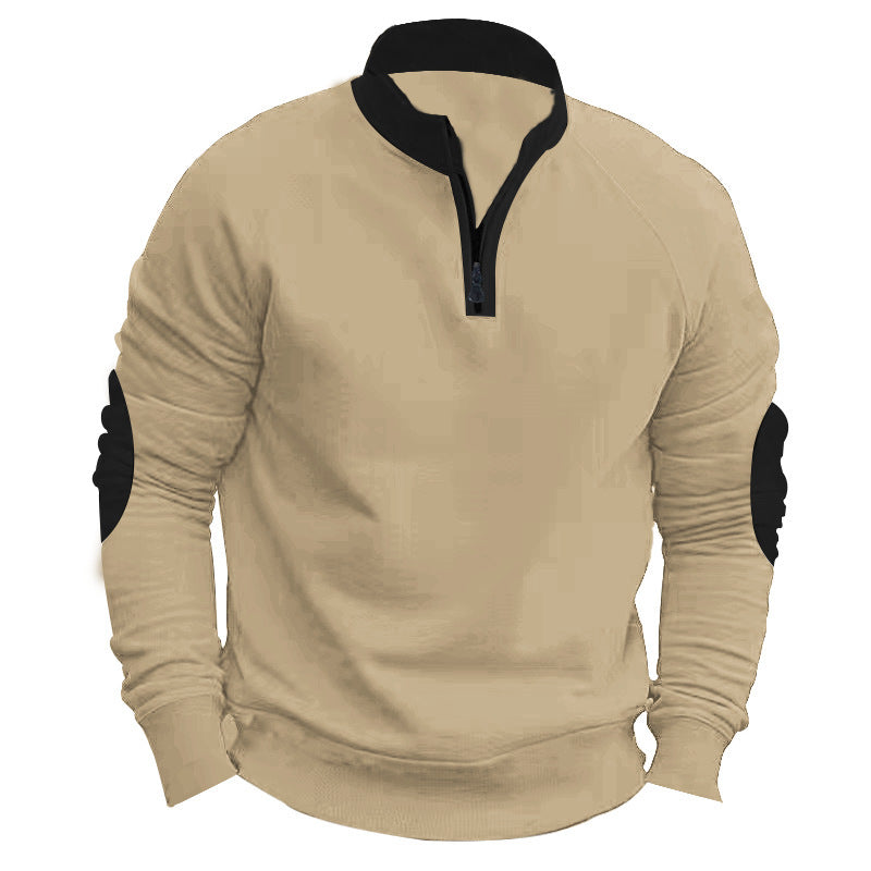 Men’s Half-Zip Pullover Jacket – Stand Collar, Casual Coat