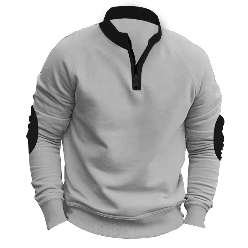 Men’s Half-Zip Pullover Jacket – Stand Collar, Casual Coat