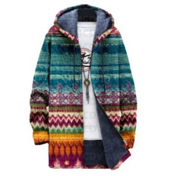 Digital Printing Plus Velvet Men’s Casual Jacket – Stylish & Comfortable Outerwear