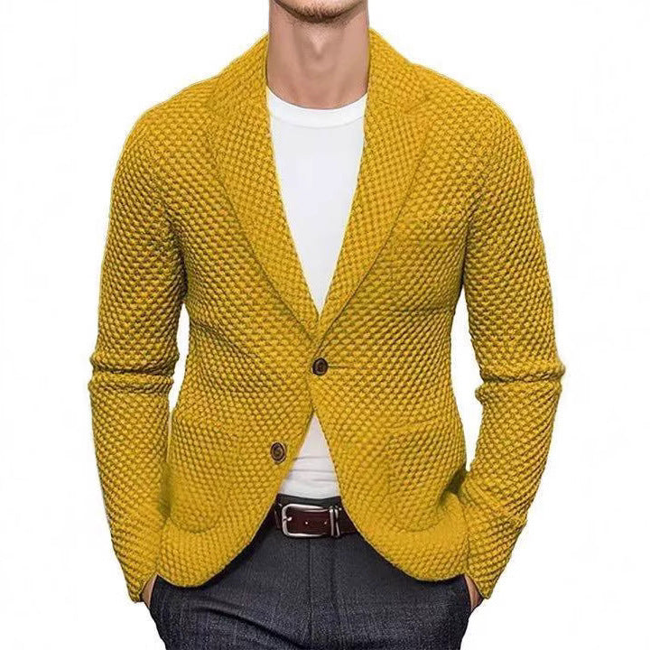 Men's Lapel Knit Cardigan – Casual Open-Front Sweater
