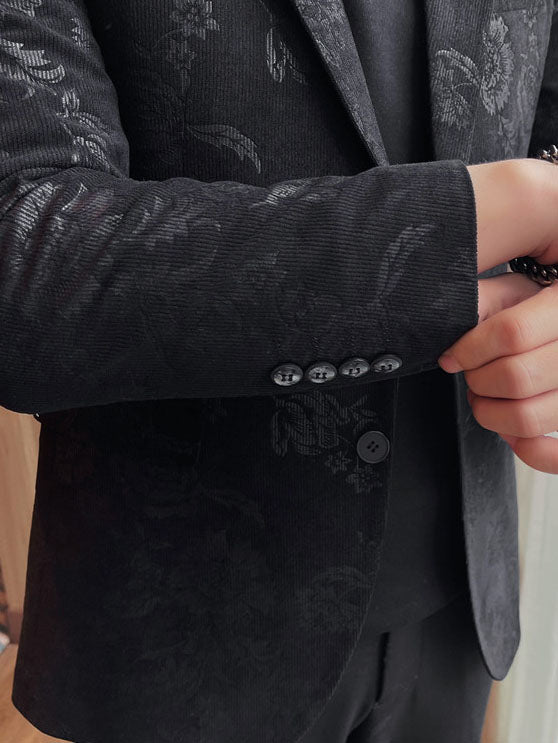 Men's Slim Fit Floral Print Casual Blazers