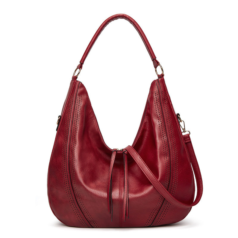 Retro Tassel Hollow Shoulder Tote – Large Capacity Casual Bag for Women