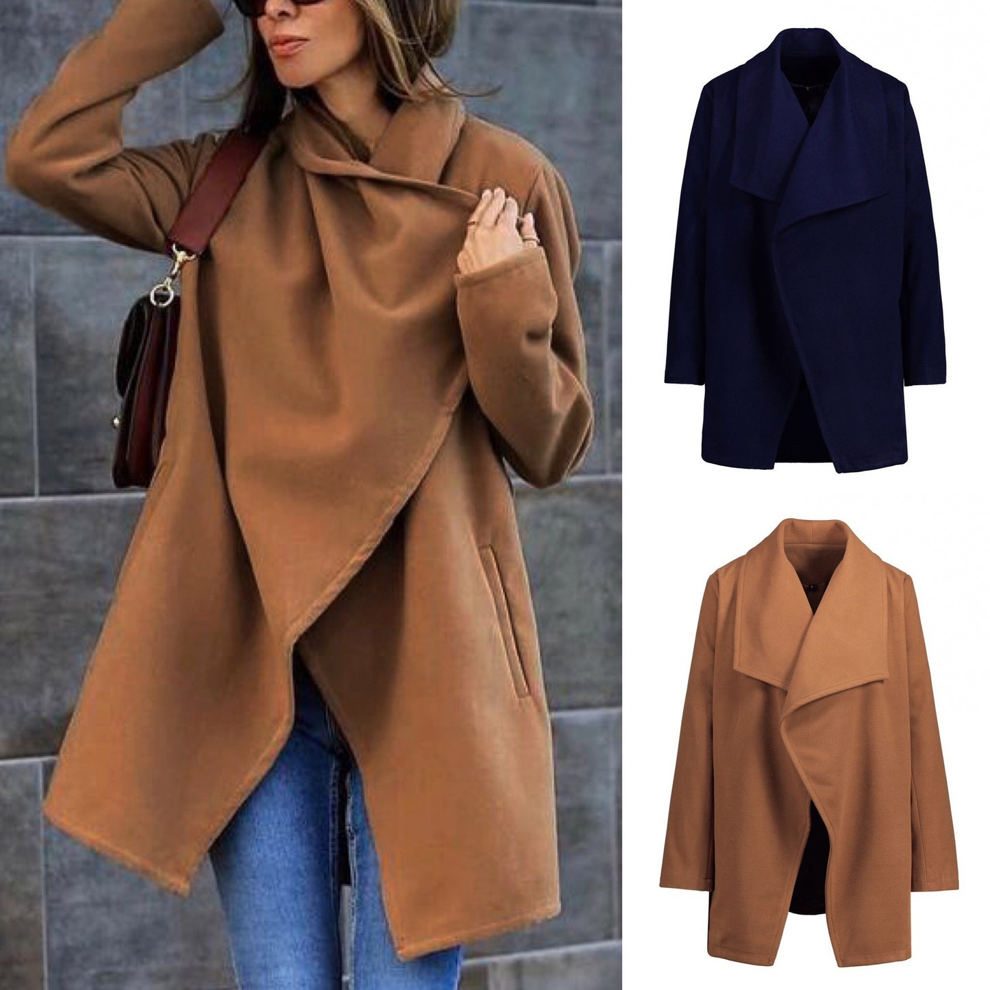 Women’s Mid-length Plain Coat – Casual & Commuting Style