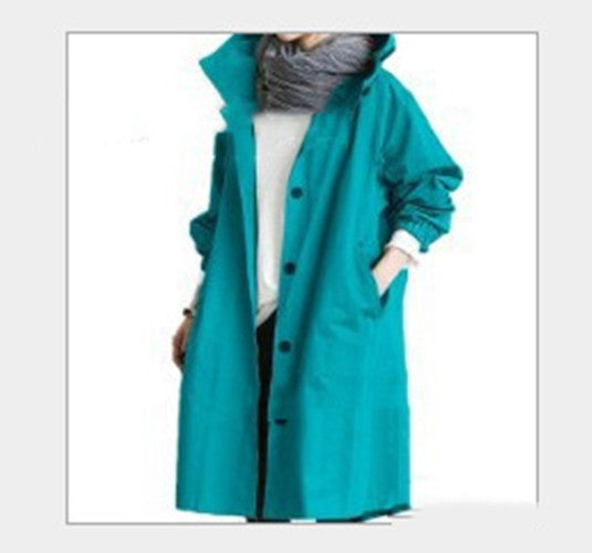 Women’s Windbreaker Jacket – Casual Hooded Quick-Dry Waterproof Coat with Loose Button Pockets for Hiking & Camping