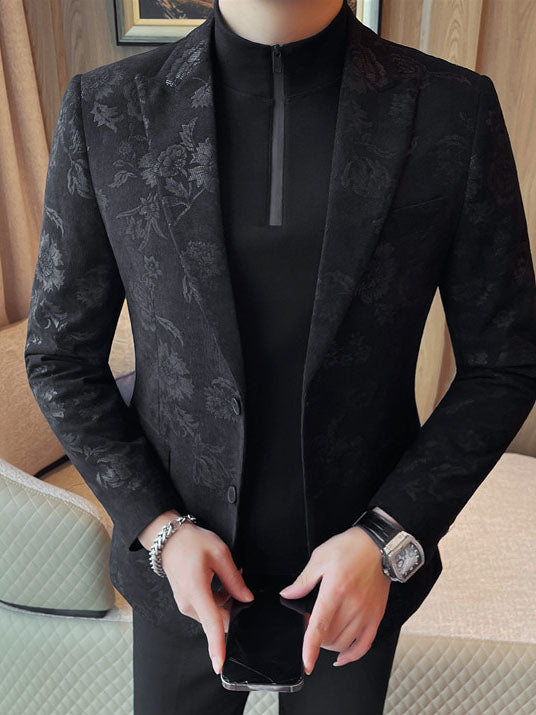 Men's Slim Fit Floral Print Casual Blazers