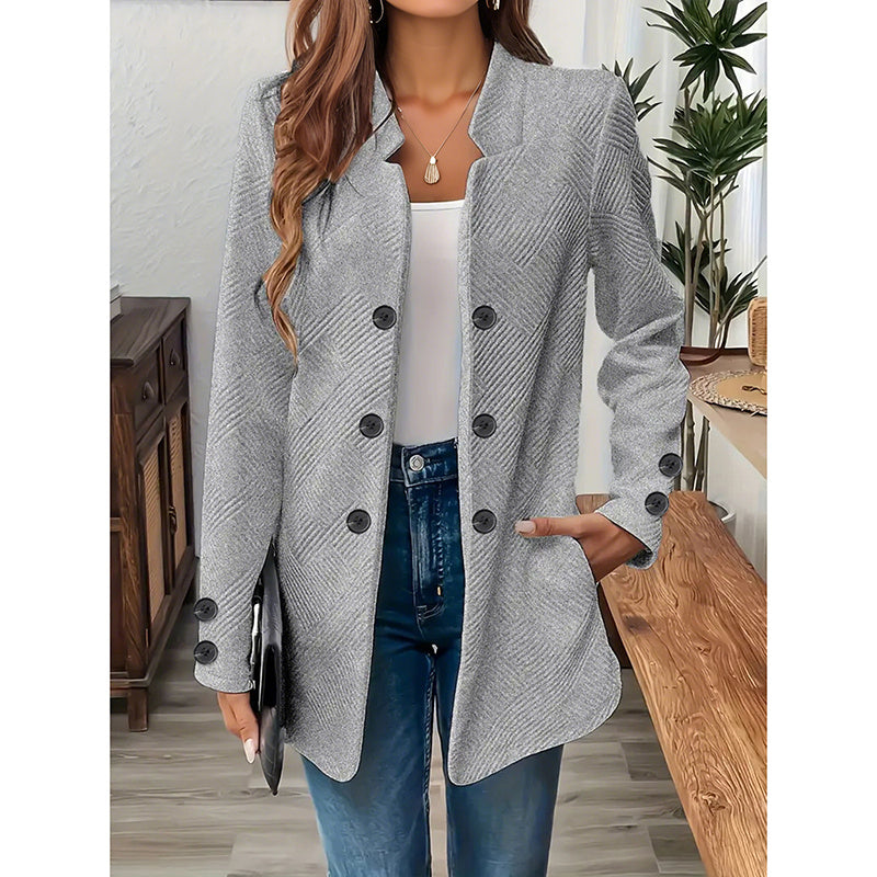 Women's Open Front Cardigan Coat – Business Casual Blazer Jacket with Notch Collar
