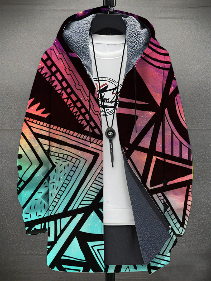Digital Printing Plus Velvet Men’s Casual Jacket – Stylish & Comfortable Outerwear