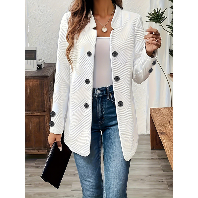 Women's Open Front Cardigan Coat – Business Casual Blazer Jacket with Notch Collar