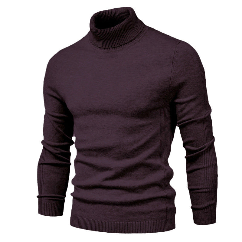 Men’s Solid Color Slim Fit Turtleneck Sweater – Winter Casual Top