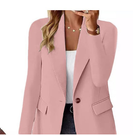 Classic Lapel Button Blazer Jacket – Women’s Casual Workwear