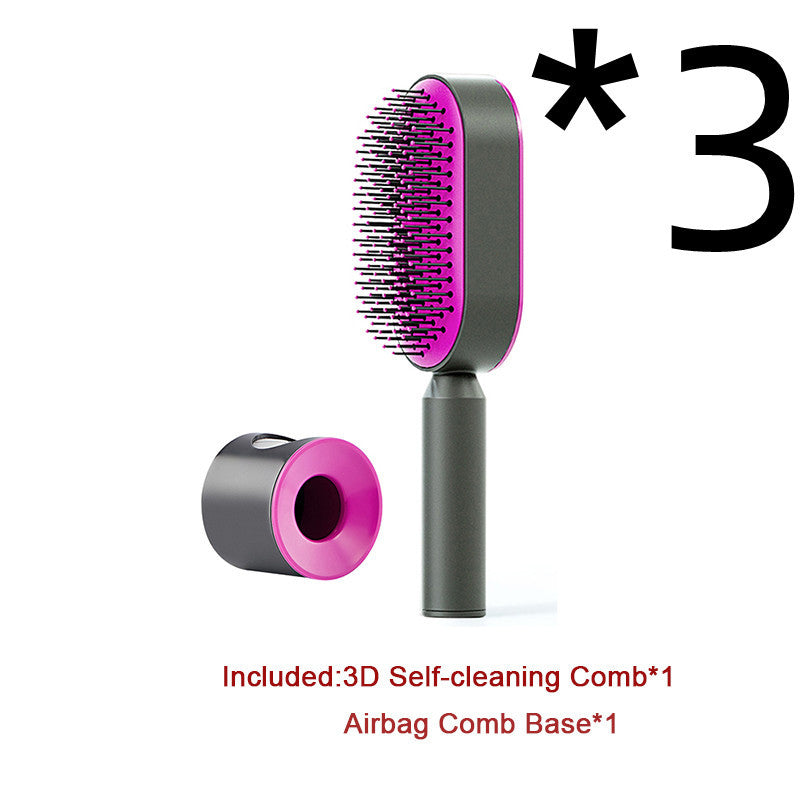 Self-Cleaning Hair Brush – One-Key Cleaning, Anti-Static Scalp Massage Comb for Women