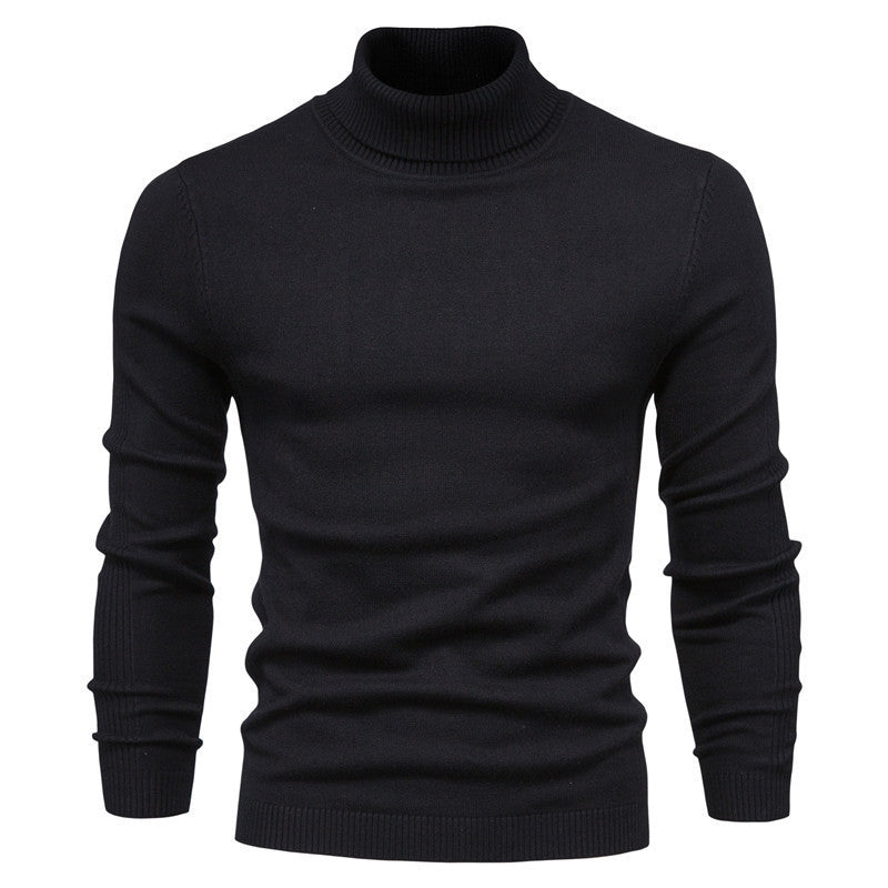 Men’s Solid Color Slim Fit Turtleneck Sweater – Winter Casual Top