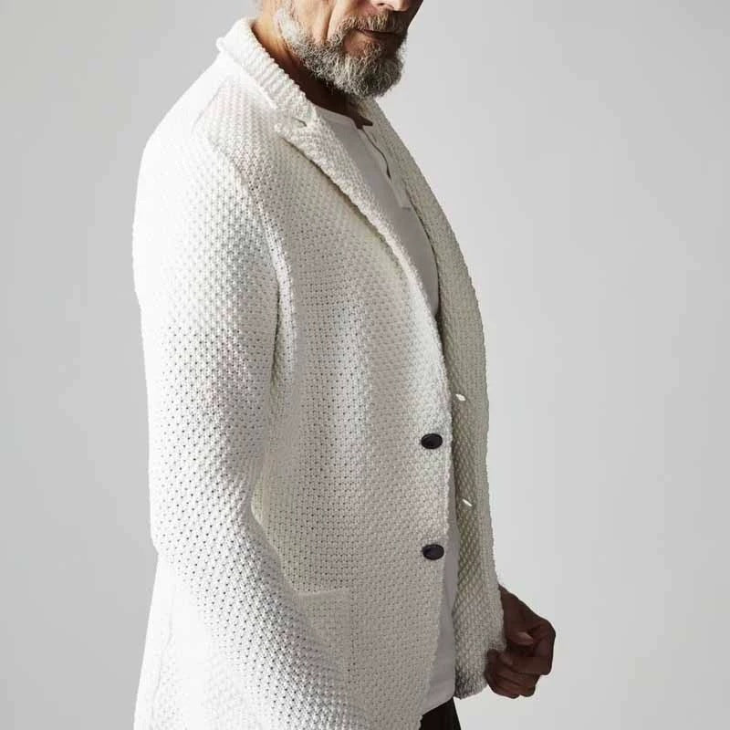 Men's Lapel Knit Cardigan – Casual Open-Front Sweater