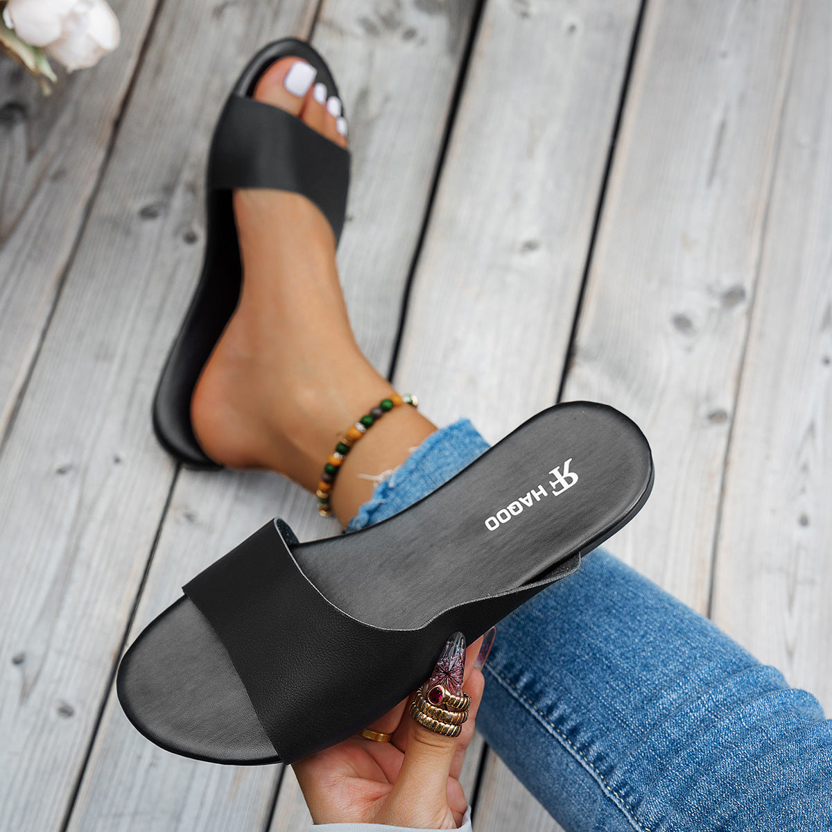 Fashion Fish Mouth Flat Slides – Summer Seaside, Vacation & Beach Shoes for Women