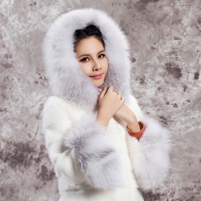 Rabbit Fur-Inspired Cashmere Medium-Length Coat – Women’s Long-Sleeved Outerwear