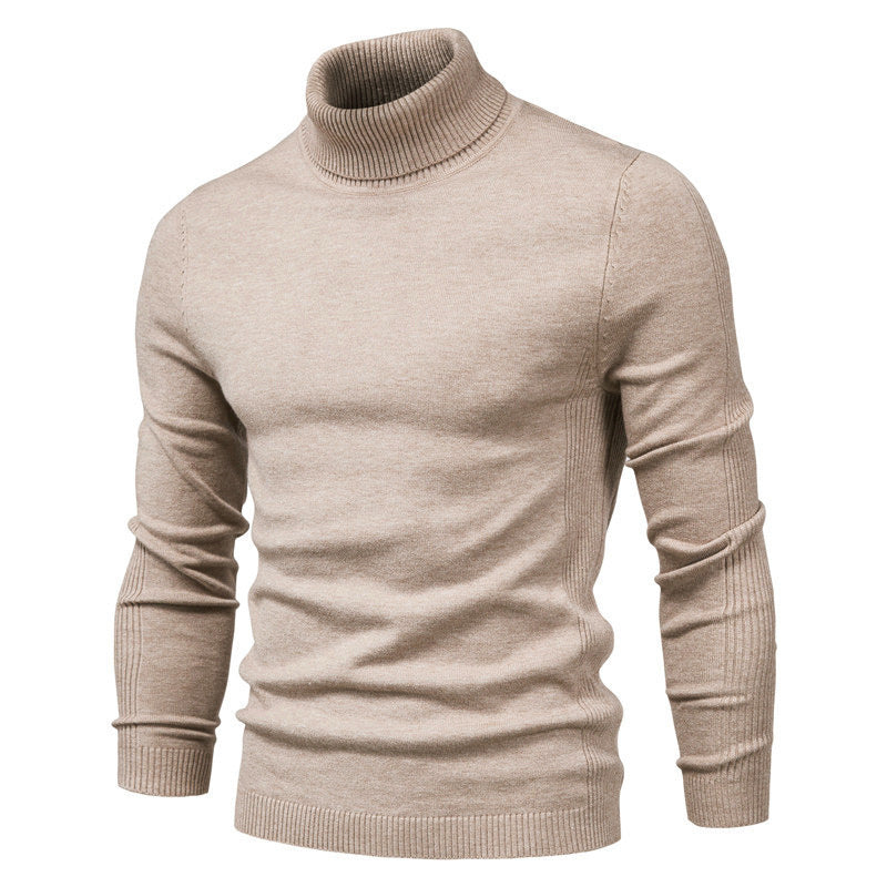 Men’s Solid Color Slim Fit Turtleneck Sweater – Winter Casual Top