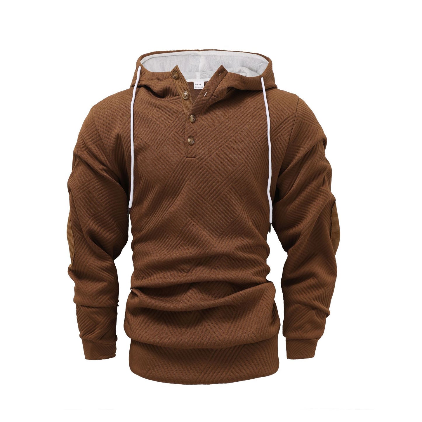 Men's Solid Color Jacquard Hooded Sweater