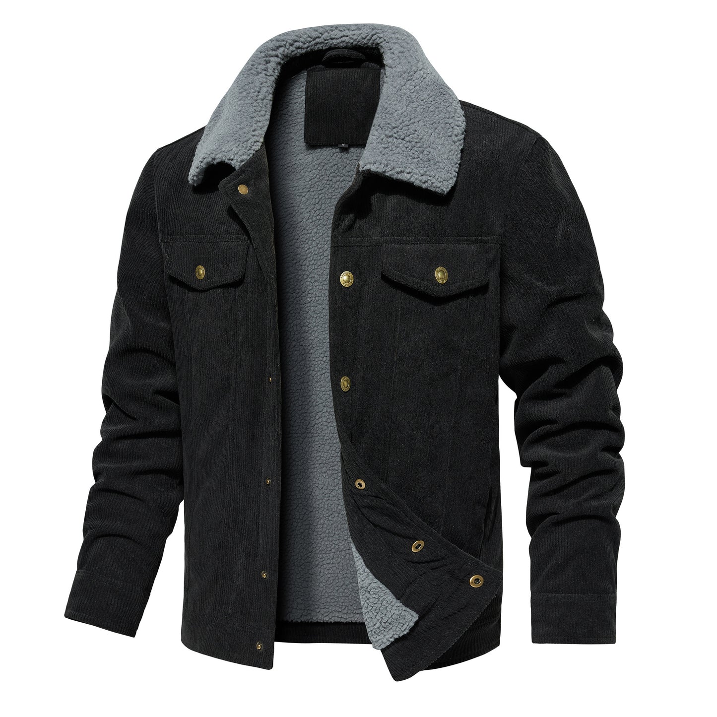 Men’s Warm Corduroy Coat – Trucker Style, Sherpa Lined, 5 Pockets