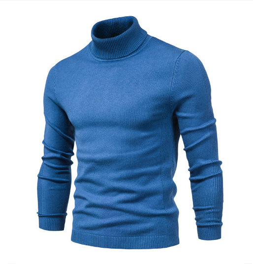 Men’s Solid Color Slim Fit Turtleneck Sweater – Winter Casual Top