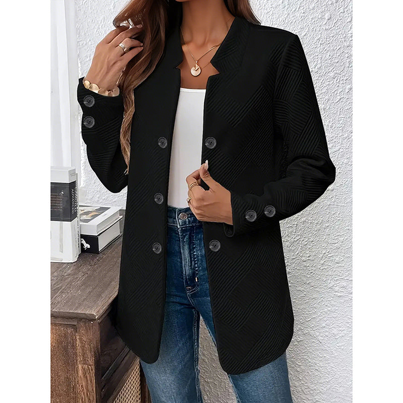 Women's Open Front Cardigan Coat – Business Casual Blazer Jacket with Notch Collar