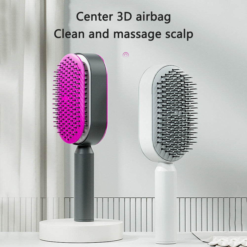 Self-Cleaning Hair Brush – One-Key Cleaning, Anti-Static Scalp Massage Comb for Women