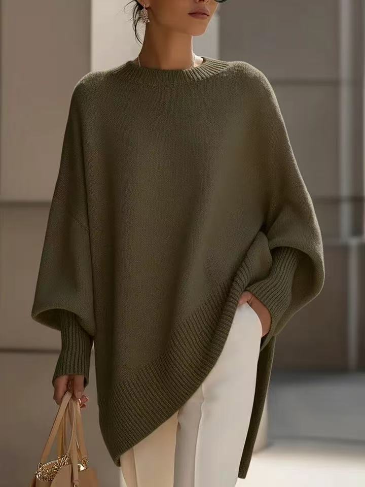 Women’s Thick Loose Round Neck Knitted Pullover Sweater