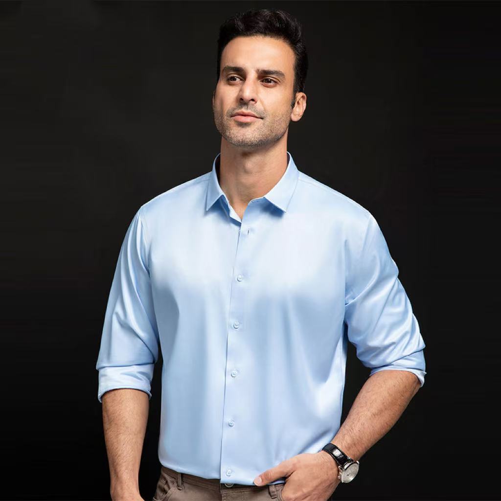 Men's Stretch Silky Seamless Long-sleeved Shirt