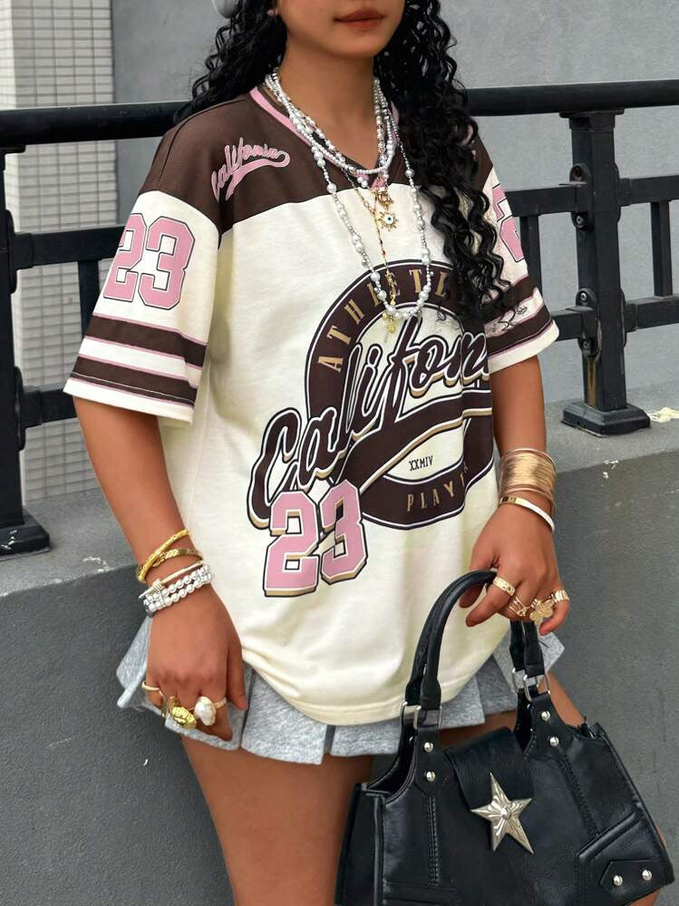 Women's Loose-Fit Printed T-Shirt – Street Style Short Sleeve Top