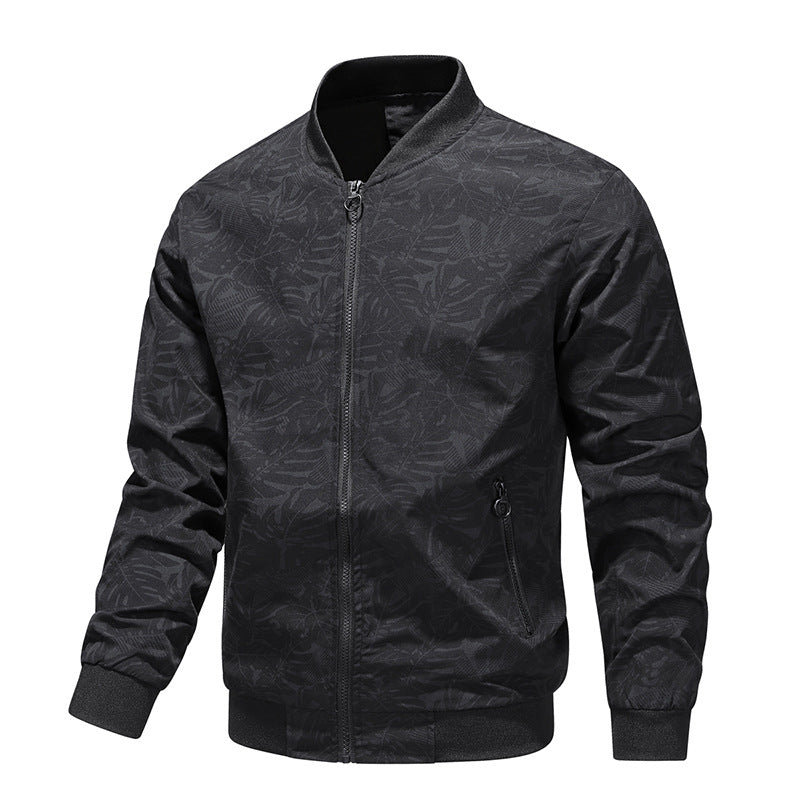 Men’s Spring/Autumn Floral Jacket – Zipper Pocket Casual Coat