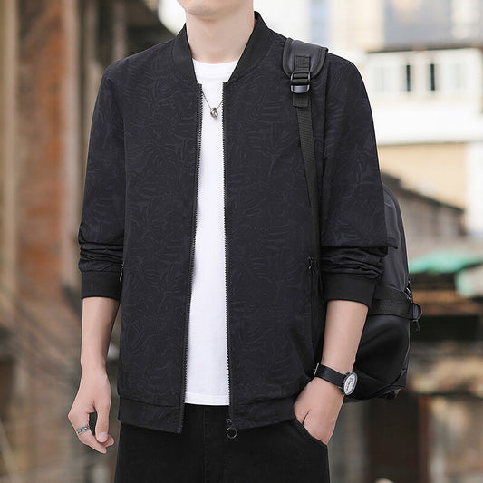 Men’s Spring/Autumn Floral Jacket – Zipper Pocket Casual Coat