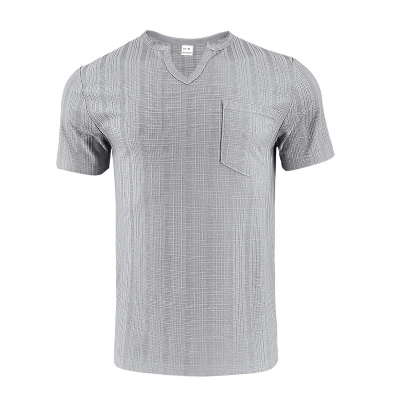 Men's Bamboo Linen V-Neck Short Sleeve Shirt