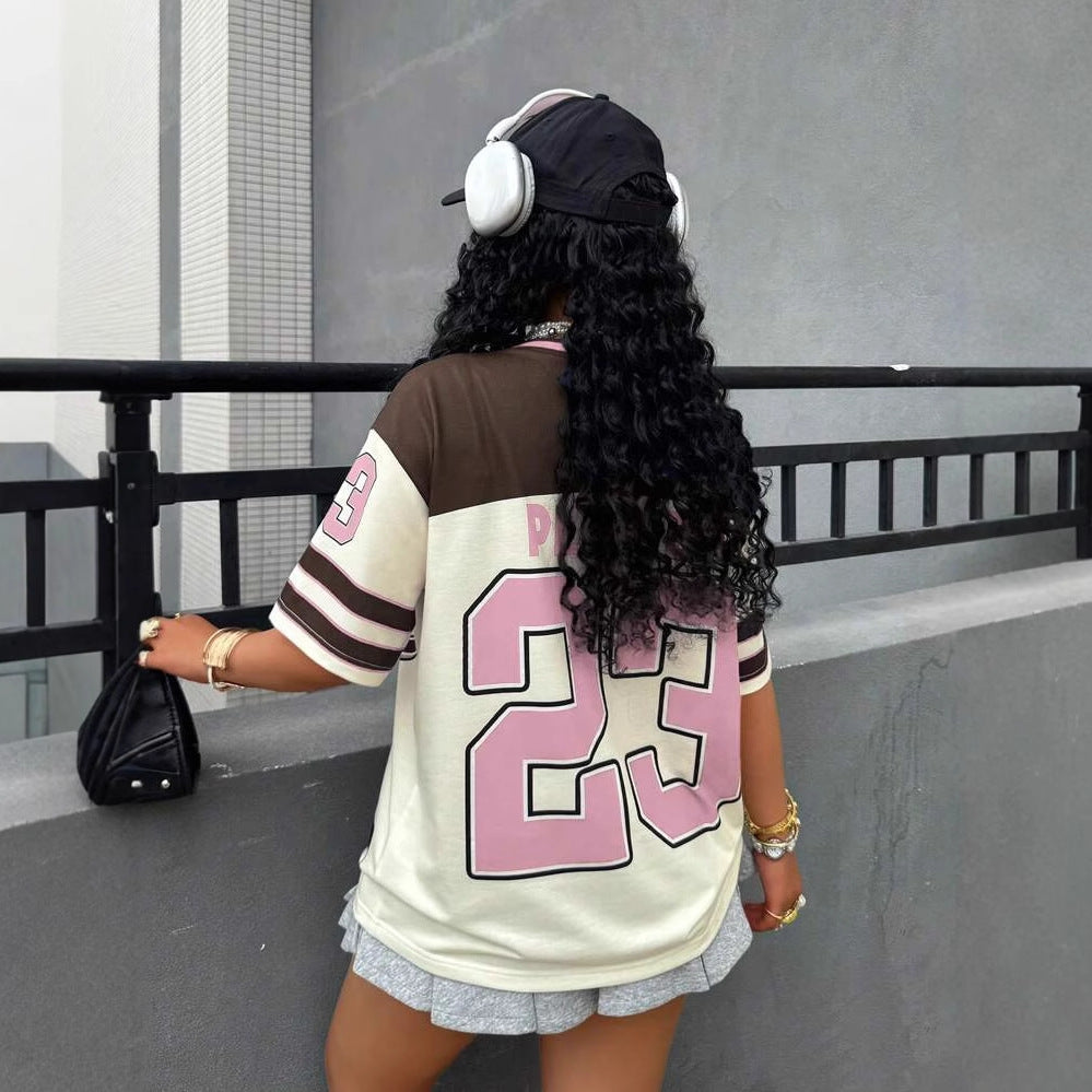 Women's Loose-Fit Printed T-Shirt – Street Style Short Sleeve Top