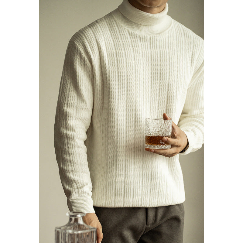 alf Turtleneck Stripe Knit Sweater – Slim Fit Pullover for Men