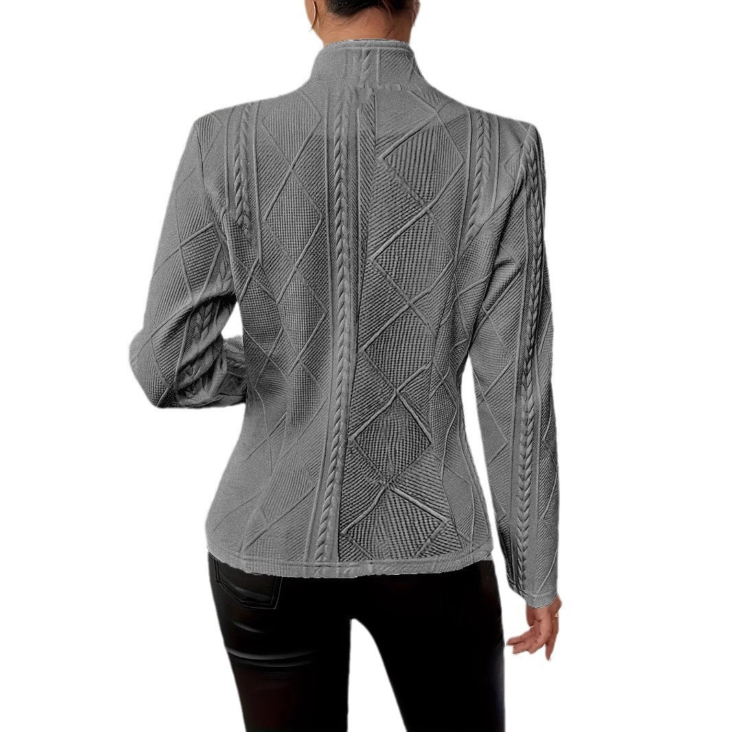 Women's Slim Fit Blazer Jacket – Single-Breasted Stand Collar Office Suit Coat