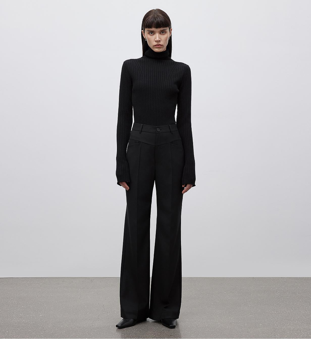 "Moonlight Essence" Wool Pile Collar Slim Fit Knitted Sweater – Washable