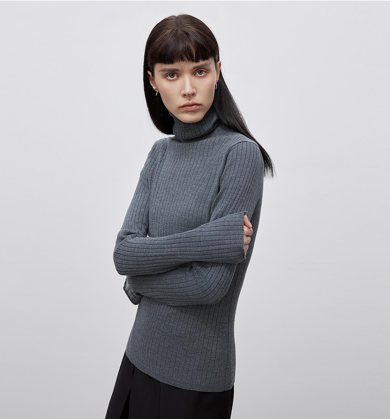 "Moonlight Essence" Wool Pile Collar Slim Fit Knitted Sweater – Washable