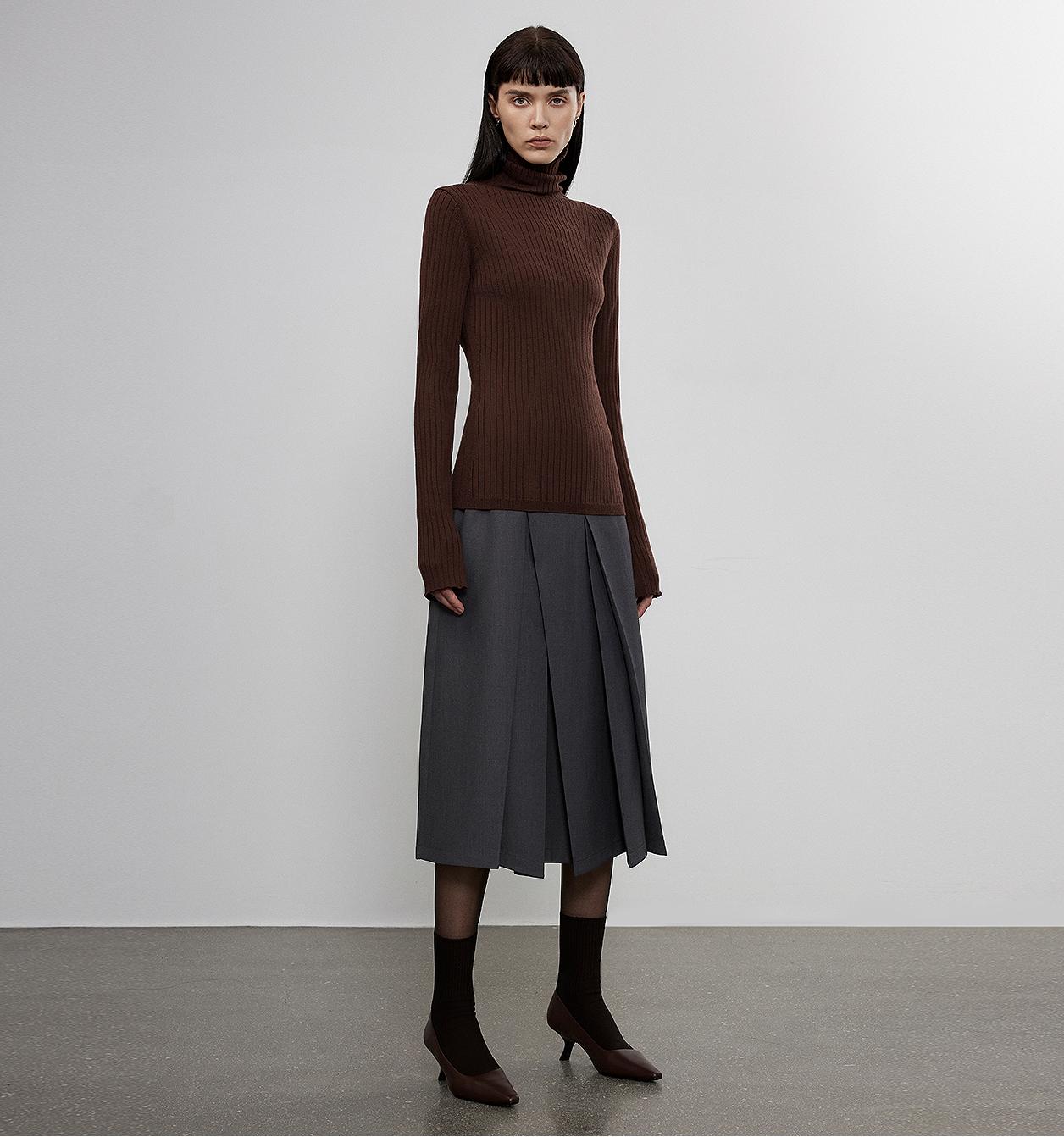 "Moonlight Essence" Wool Pile Collar Slim Fit Knitted Sweater – Washable