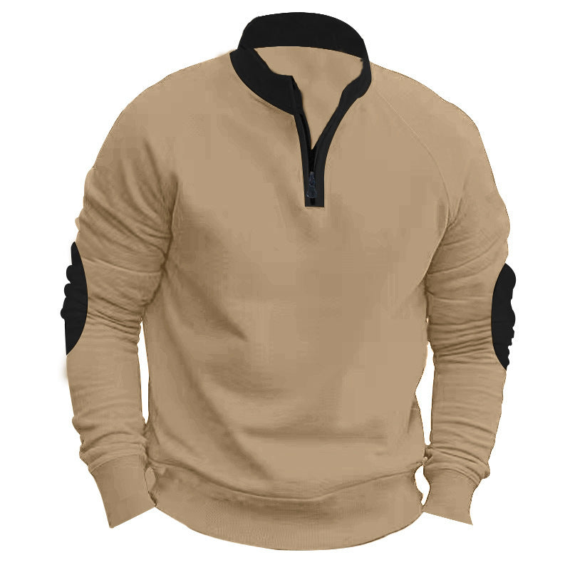 Men’s Half-Zip Pullover Jacket – Stand Collar, Casual Coat