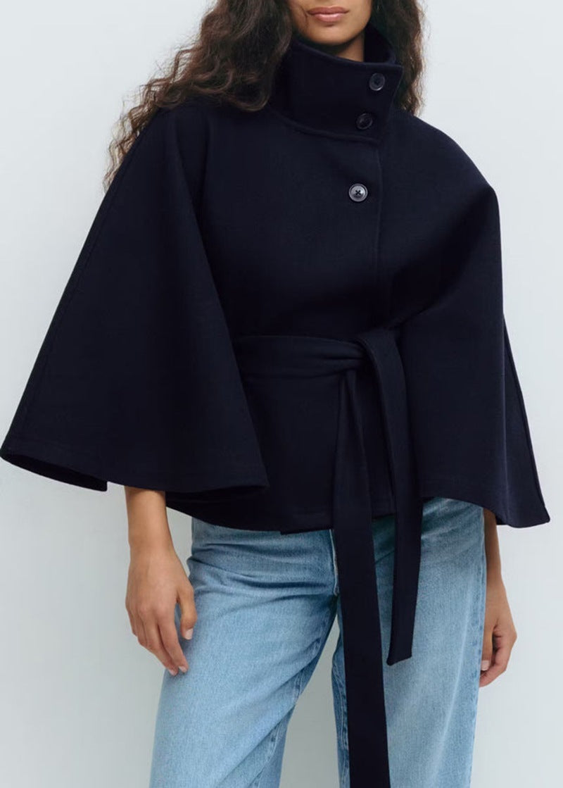Women’s Winter High-Neck Belted Batwing Coat