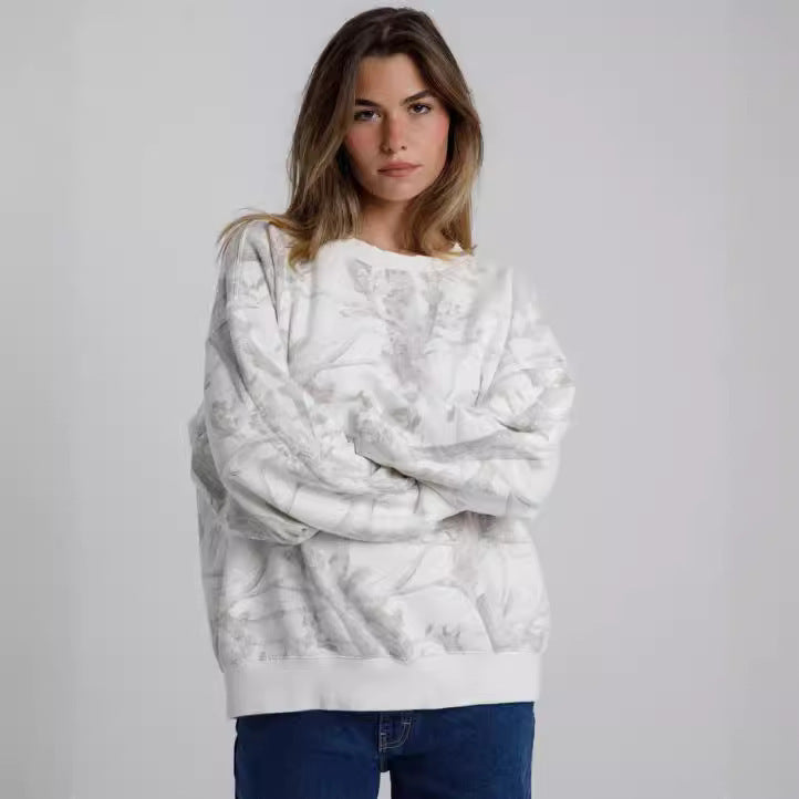 Women’s Autumn Winter Camouflage Maple Leaf Two-Piece Hoodie & Sweatpants Set