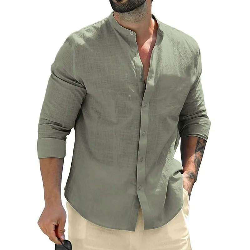 Men’s Autumn Cotton Long Sleeve Shirt – Business Casual